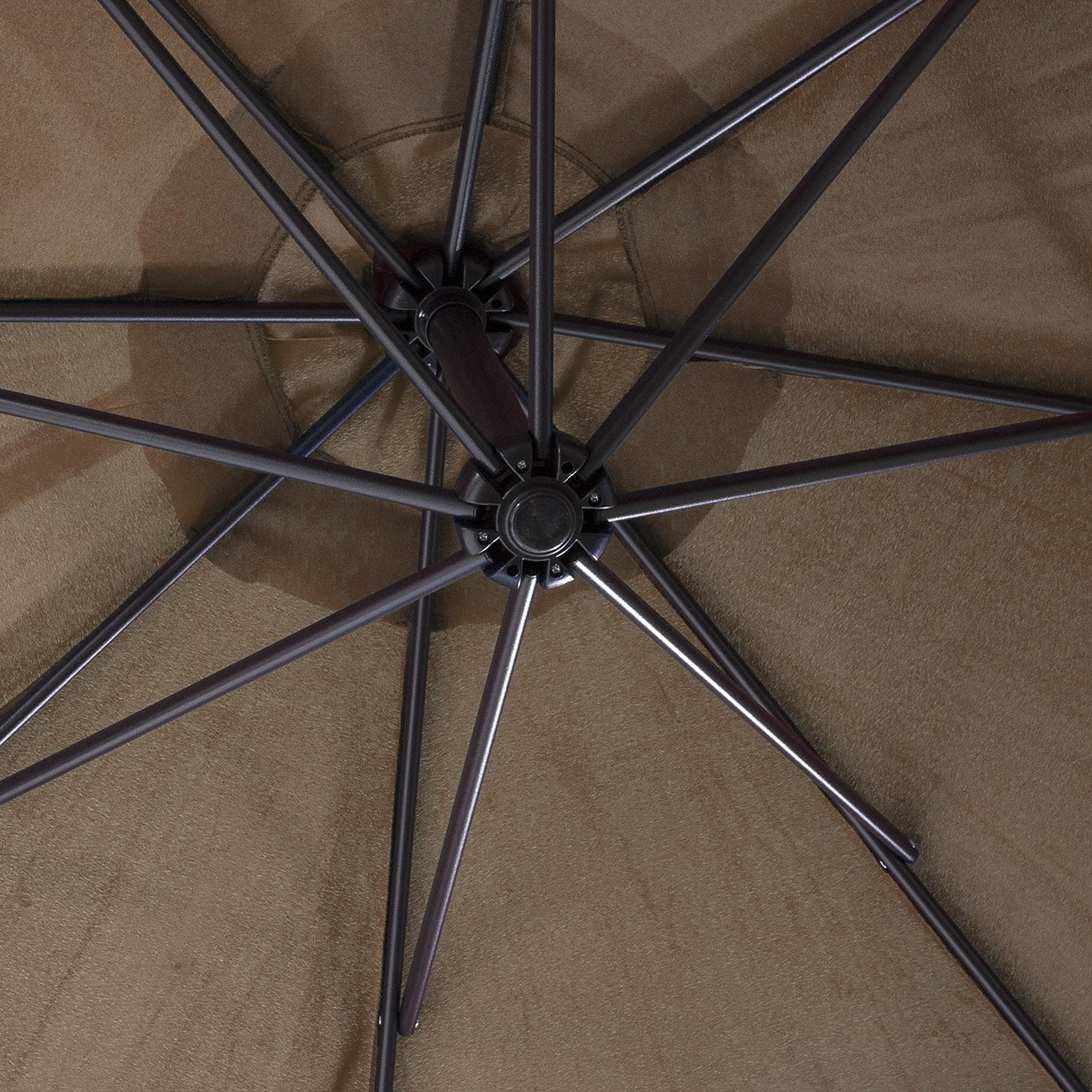 10' ft Outdoor Patio Umbrella Offset Cantilever Umbrella Manual Crank With Cross Base Include, Beige