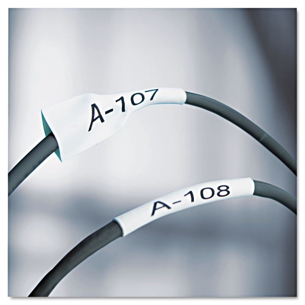 DYMO Rhino Industrial Heat-Shrink Labels, 1/4" Tube, Black Print on White