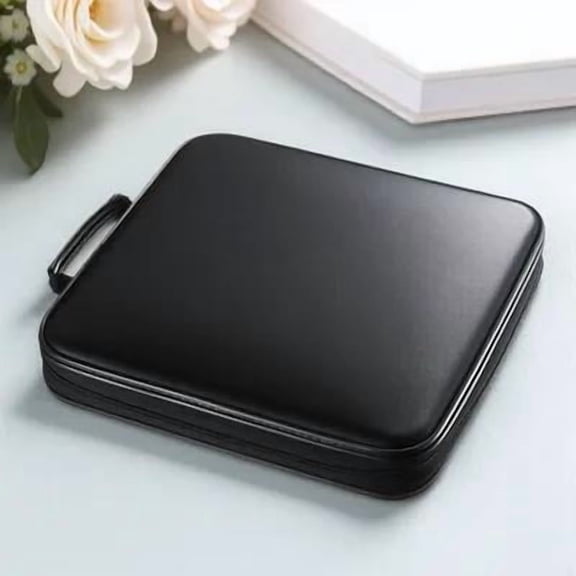 STOBOK Black Disc Storage Case with Handle Zipper Closure Large Capacity Dvd and Cd Storage Bag