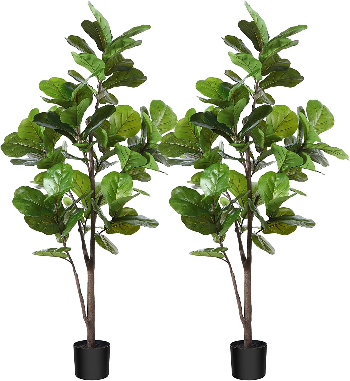 ZXNYH Artificial Fiddle Leaf Fig Tree 50 Inch Fake Ficus Lyrata Plant with 56 Leaves Faux Plants