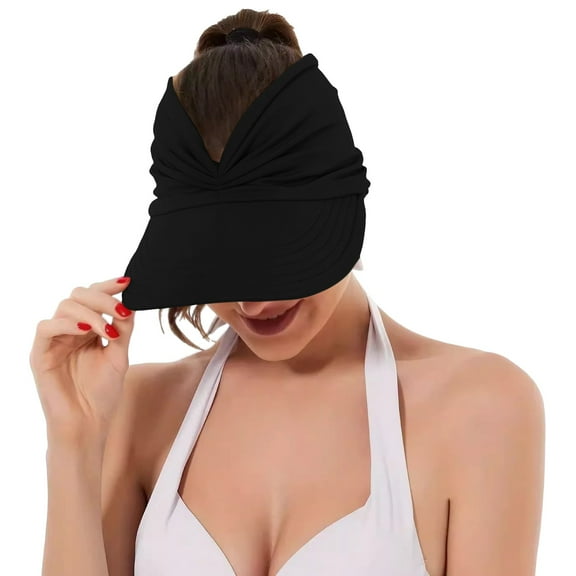 Sun Visor Hats for Women Beach Hat Packable Wide Brim with Ponytail Hole Summer Sunhat for Sports Vent Hats for Men Solar Fan Lightweight Visors for Women Mens Hats Summer Raffia Tote Sports