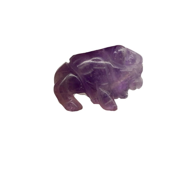 Amethyst Hand Carved Bison Buffalo Animal Figurine | 21x11x8mm | Purple | 1 Figurine