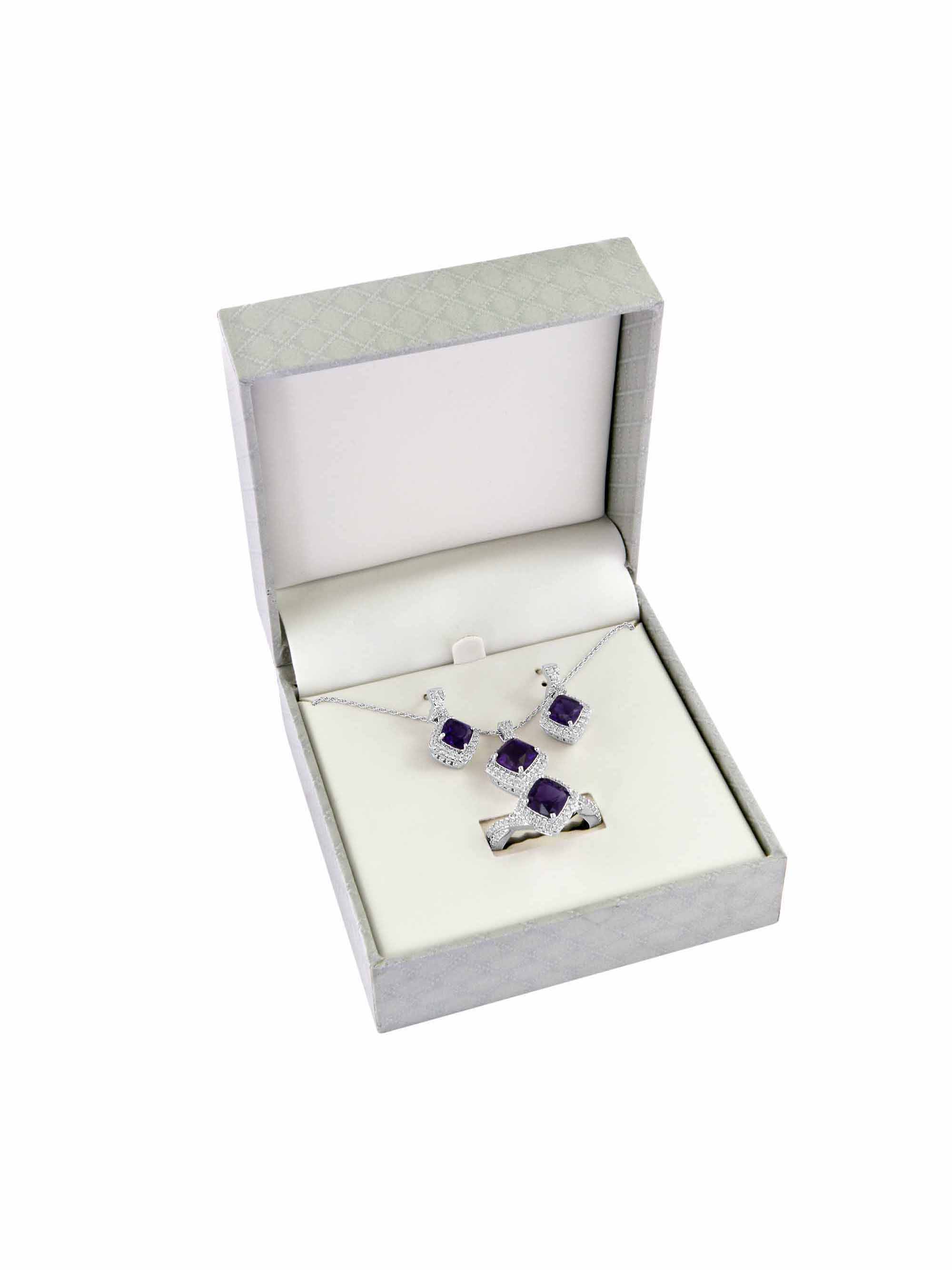 Believe by Brilliance Lab-Created Amethyst and CZ Fine Silver-Plated Brass Boxed Set