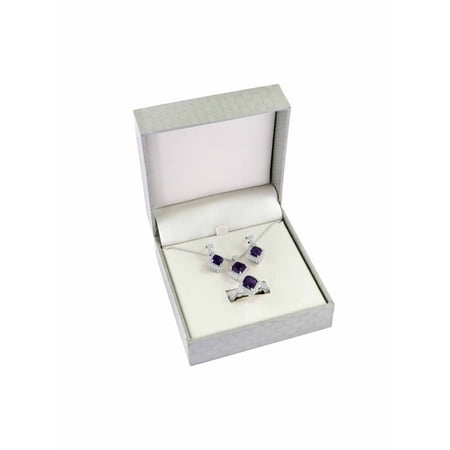 Believe by Brilliance Lab-Created Amethyst and CZ Fine Silver-Plated Brass Boxed Set