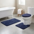 thumbnail image 6 of Bathroom Rug Set, 3 Pieces Shaggy Soft Non-Slip Mats Absorbent Toilet Mat,Rectangular Area Rug, U-Shaped Bath Mat, Elongated Toilet Lid Cover (Blue), 6 of 9