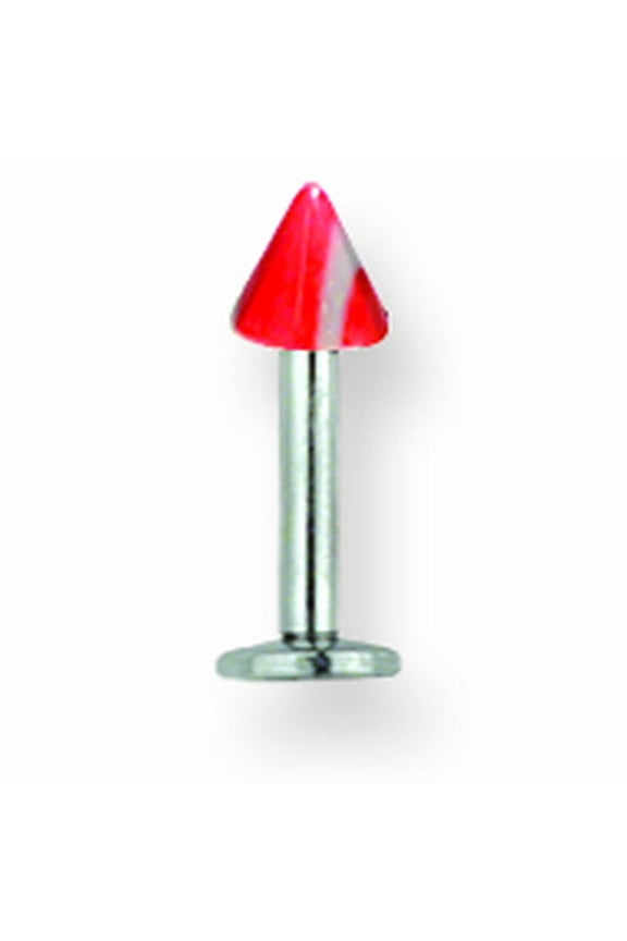 SGSS Labret w Acrylic Vert Racer Stripe Cone 14G (1.6mm) 5/16 (8mm) Lon