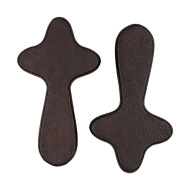 2 piezas de cruces de oración artesanales, pequeñas, portátiles, coleccionables, cómodas, decoración de madera Marrón oscuro