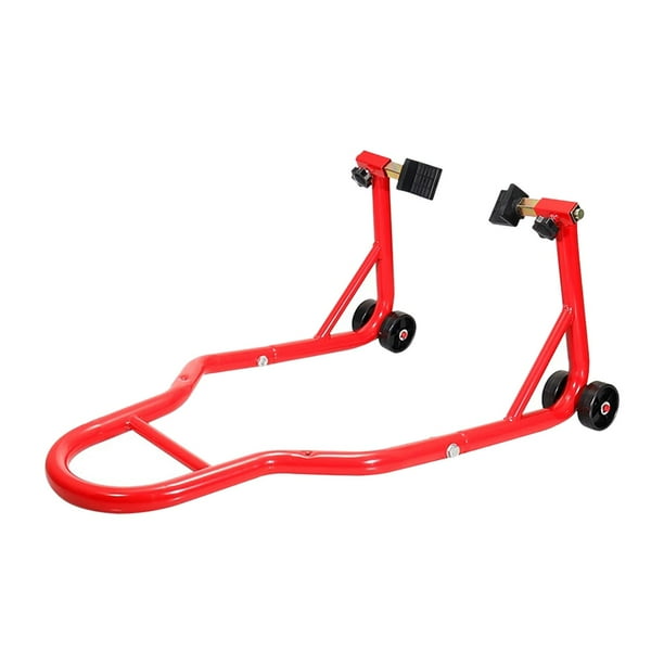 Soporte genérico para motocicleta, elevador de ruedas delanteras y traseras, soporte de gato de metal con horquilla en L, accesorios universales para motocicleta Rojo