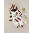 thumbnail image 2 of Mialoley Bébé Garçons Romper Cou à Capuche Rayé Lettres Automne Bambins Combinaison, 2 of 7