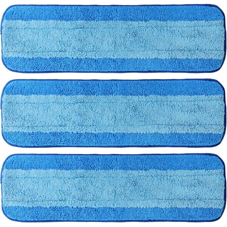 3 Pack Microfiber Cleaning Pads for Bona Mop, Reusable Mop 18 Inch Hardwood Floor Replacement Pads, Machine Washes Bule