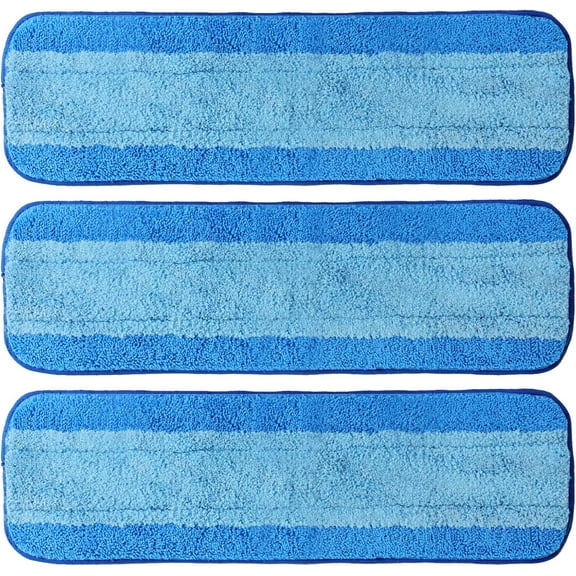 3 Pack Microfiber Cleaning Pads for Bona Mop, Reusable Mop 18 Inch Hardwood Floor Replacement Pads, Machine Washes Bule