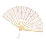 Classic Chinese Lace Folding Fan Girls Lady Wedding Gift Favor Costume Accessory Beige