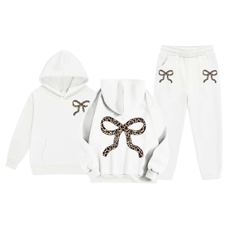 JIAHONG Toddler Boy Outfits Winter Fashion Long Sleeve Pullover Tops and Jogger Pants Fall Outfits for Girls White