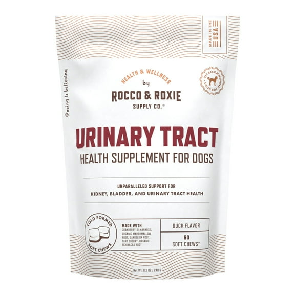 Rocco & Roxie Urinary Tract Supplement Soft Chew for Dogs, Duck Flavor, 60 Count