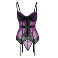 thumbnail image 1 of Women Ladies Lingerie Lace Bodysuit With Garter Belt And Thong See Through Babydoll Underwear With 6 Plastic Bones, 1 of 3