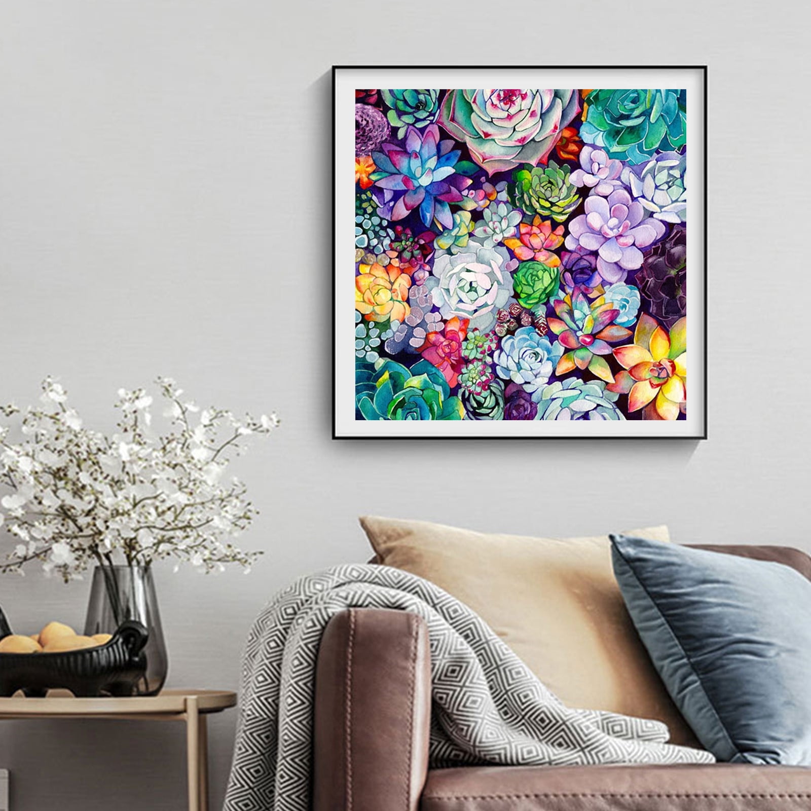 Sanjee Flower Diamond Painting Kit For Adults - 5D Round Full Drill DIY, 12x12 Inch, Home Wall Art Craft