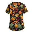 thumbnail image 3 of MLQIDK Halloween Scrub Tops Women Nurse Uniform Shirts Fun Nurse Uniforms Short Sleeve V-Neck Scrub Shirts Funny Pumpkin Ghost Bat Printed Medical Scrubs Saffron M, 3 of 4