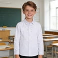 thumbnail image 2 of Boys Ruffled Long Sleeve Button Down Shirts, Soft Cotton Kids Tees Tops for School & Events, 18M-18Y, 2 of 7