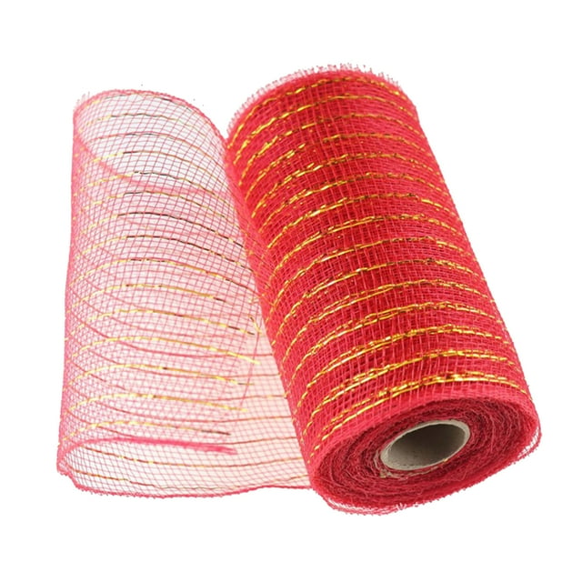 Flmtop 1 Roll Decorative Mesh Eco-friendly High Toughness Net Yarn Christmas Poly Mesh Ribbon Metallic Strips Decor for Home