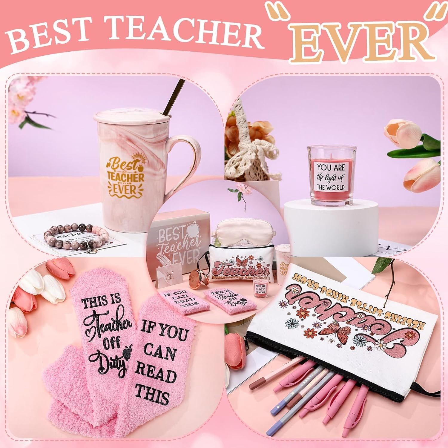 9 count Thank You Teacher Appreciation Gifts Set Ideas  School  Teacher Present Basket Box Farewell Appreciation Birthday Present from Students for  to School Graduation()