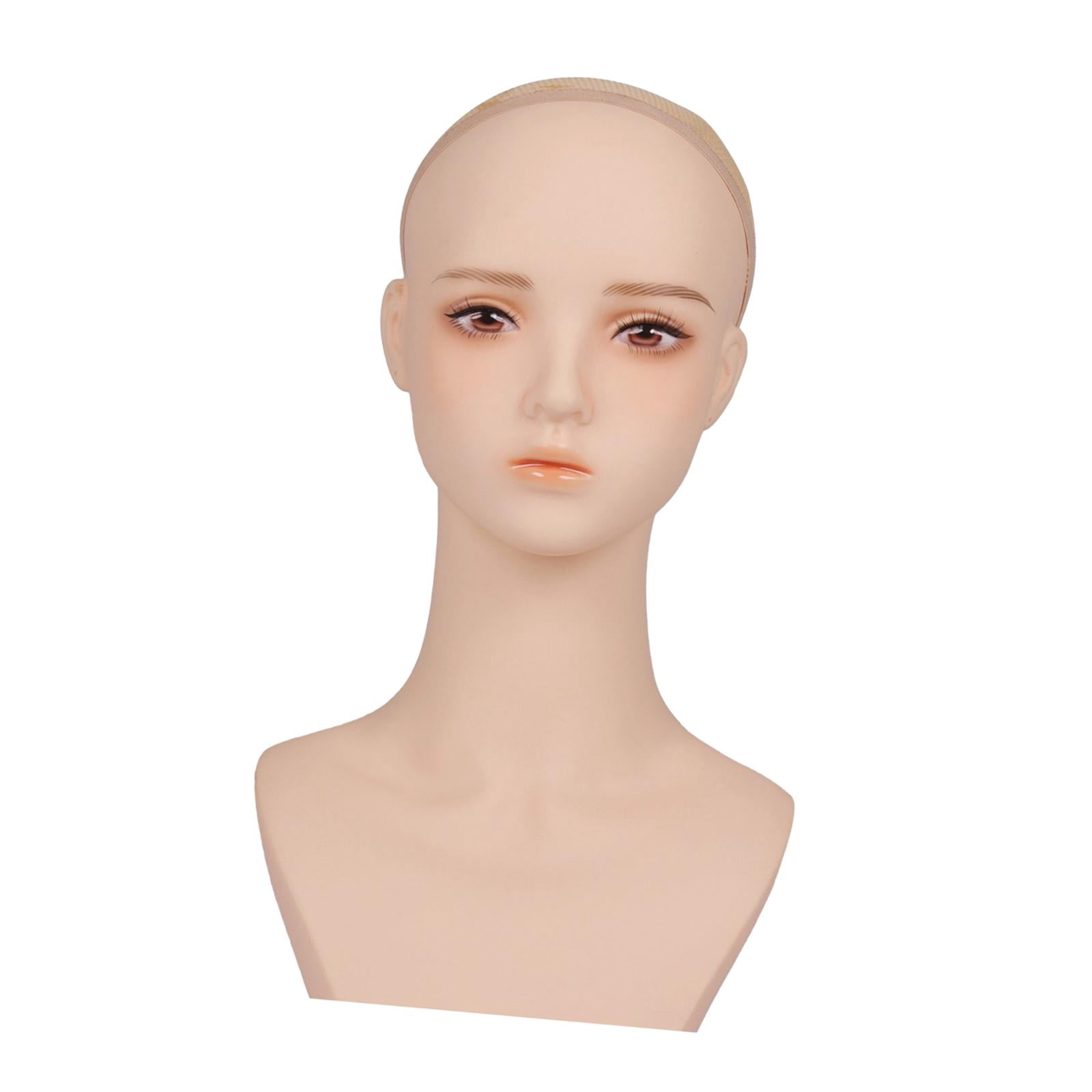 Toysmith Cosmetology Wig Holder Beauty Accessories Displaying Wig Display Female Mannequin Head with Shoulder for Hair Styling Cap Hat style A