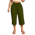 thumbnail image 4 of Maean Womens Plus Size Pants Elastic High Waist Wide Leg Baggy Solid Color Lounge Capri Pant L-5XL, 4 of 7