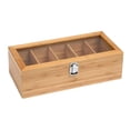 thumbnail image 3 of Estuche de almacenamiento de madera para bolsitas de té, organizador de encimera con compartimentos, tapa transparente, cajón, armario, estación de ca, 3 of 9