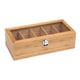 thumbnail image 3 of Caja organizadora de madera para té, con compartimentos para sobres de azúcar y tapa transparente, ideal para decorar tu cafetería., 3 of 9