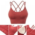 thumbnail image 3 of Baywell Cross Back Sport Bras Padded Strappy Criss Cross Cropped Bras for Yoga Workout Fitness Low Impact Orange, 3 of 13