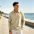 thumbnail image 7 of Breeze Polo Shirts for Men Long Sleeve Henley Button T Shirts Causal Loose Lightweight Breathable Tees, 2XL, 7 of 7