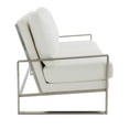 thumbnail image 2 of LeisureMod Accent Arm Chair Upholstered in Leather with Brushed Silver Stainless Steel Frame and Removable Cushions Jefferson Collection in White, 2 of 5
