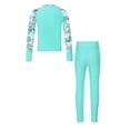 thumbnail image 2 of Yeahdor Kids Girls UPF 50 Rash Guard Swimwear Full Cover Swimsuit Long Sleeve Swim Shirts with Pants Set Light Green 14, 2 of 7