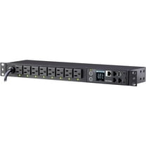 CyberPower PDU81001 100 - 120 VAC 15A Switched Metered-by-Outlet PDU - 8 Outlets, 12 ft, NEMA 5-15P, Horizontal, 1U, LCD, 3YR Warranty