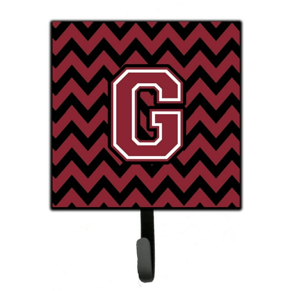 Letter G Chevron Garnet and Black  Leash or Key Holder