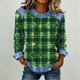 thumbnail image 2 of TaTaai Womens St Patrick Day Shirt 2025 Spring Long Sleeve Patchwork Round Neck Casual Blouse Solid Color Soft Comfy Top for Holiday Party Daily Wear Gift, 2 of 5