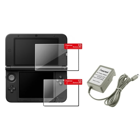 Insten Clear Top & Bottom LCD Screen Protector kit + Travel AC Wall Charger For Nintendo NEW 3DS XL LL / 3DS XL LL
