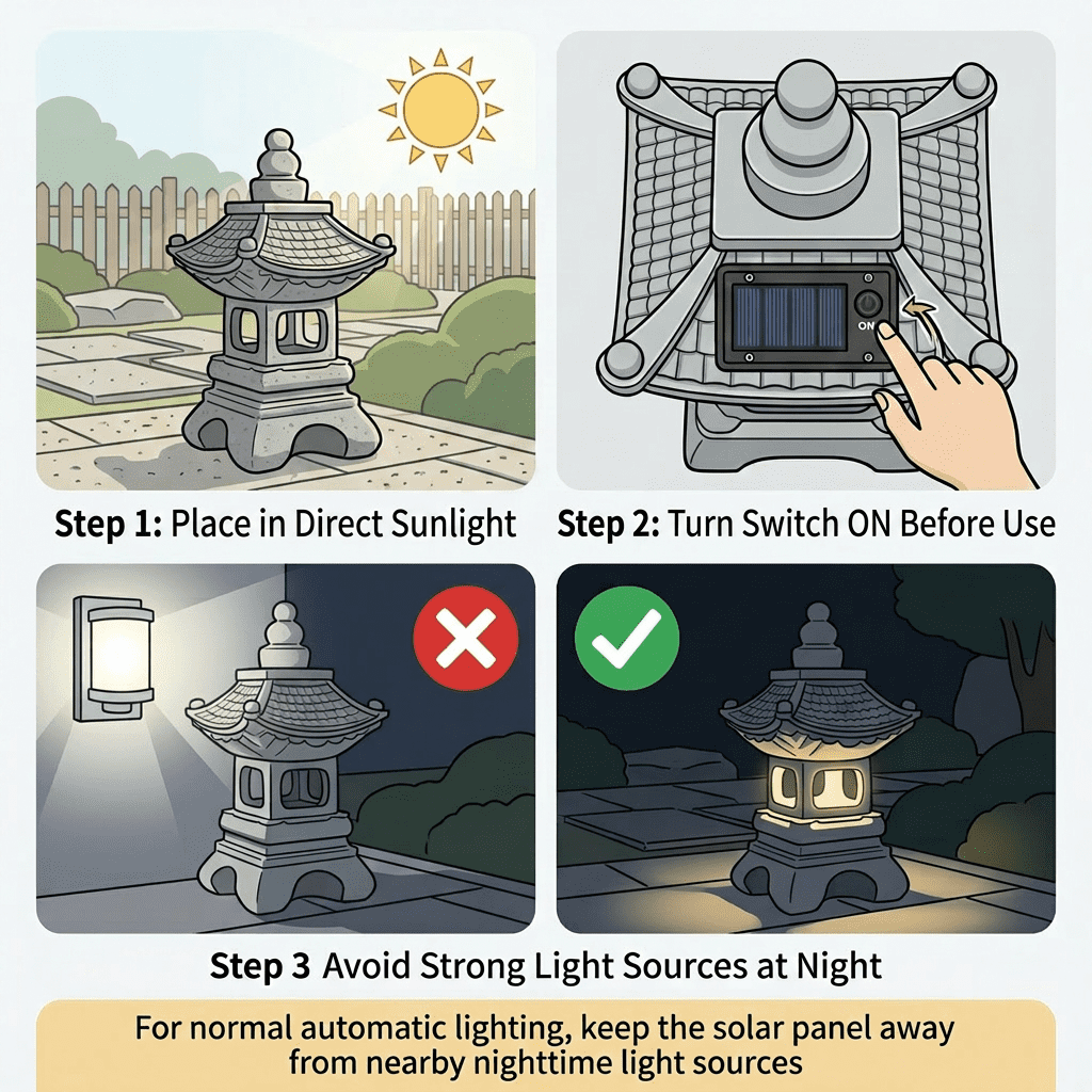 Lumiartisan 13.39in Resin Japanese Pagoda Solar Lantern Garden Statue, Gray