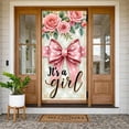 thumbnail image 3 of Pink Glitter Welcome Baby Banner Silver Sparkly Backdrop Floral Ornament Display for Baby Shower Newborn Homecoming Girl's Welcome Party, 3 of 3