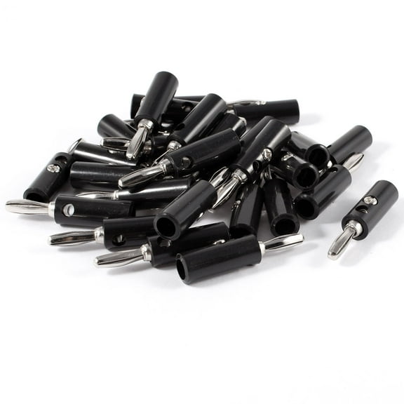 Unique Bargains 30pcs Audio Speaker Wire Cord Banana Plug Screw Connector Adapter Black 3.5mm