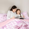 thumbnail image 5 of Erosebridal Princess Bow 7-Piece Twin Bedding Sets For Girls,Pink Letter G Initial Print Kids Bedding Comforter Set,Pink Reversible, 5 of 7
