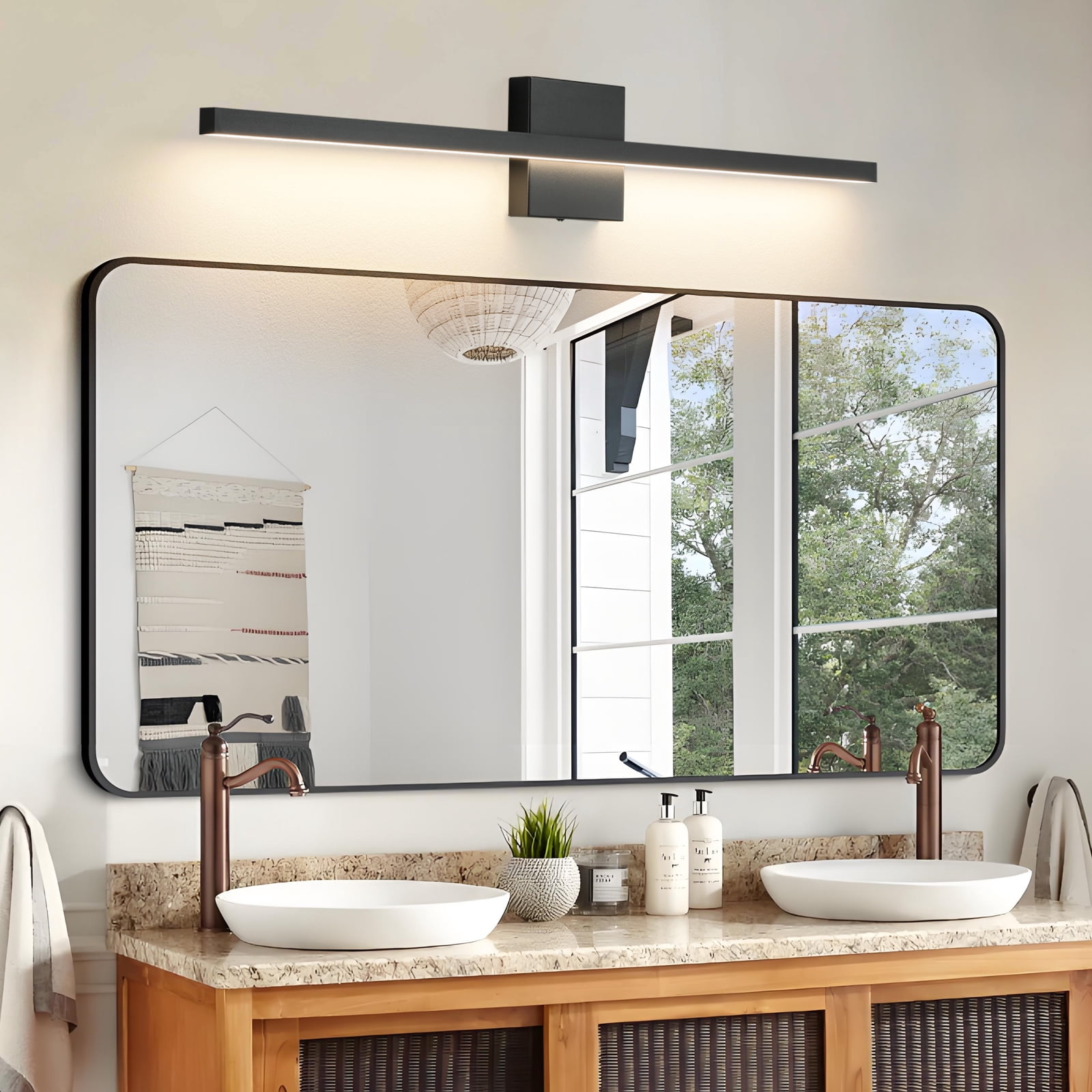 Vanity Light for Bathroom Lighting Fixtures Over Mirror Dimmable Integrated LED 32 inch Modern Vanity Lights Black Bathroom Light Bar Bath Wall Sconce