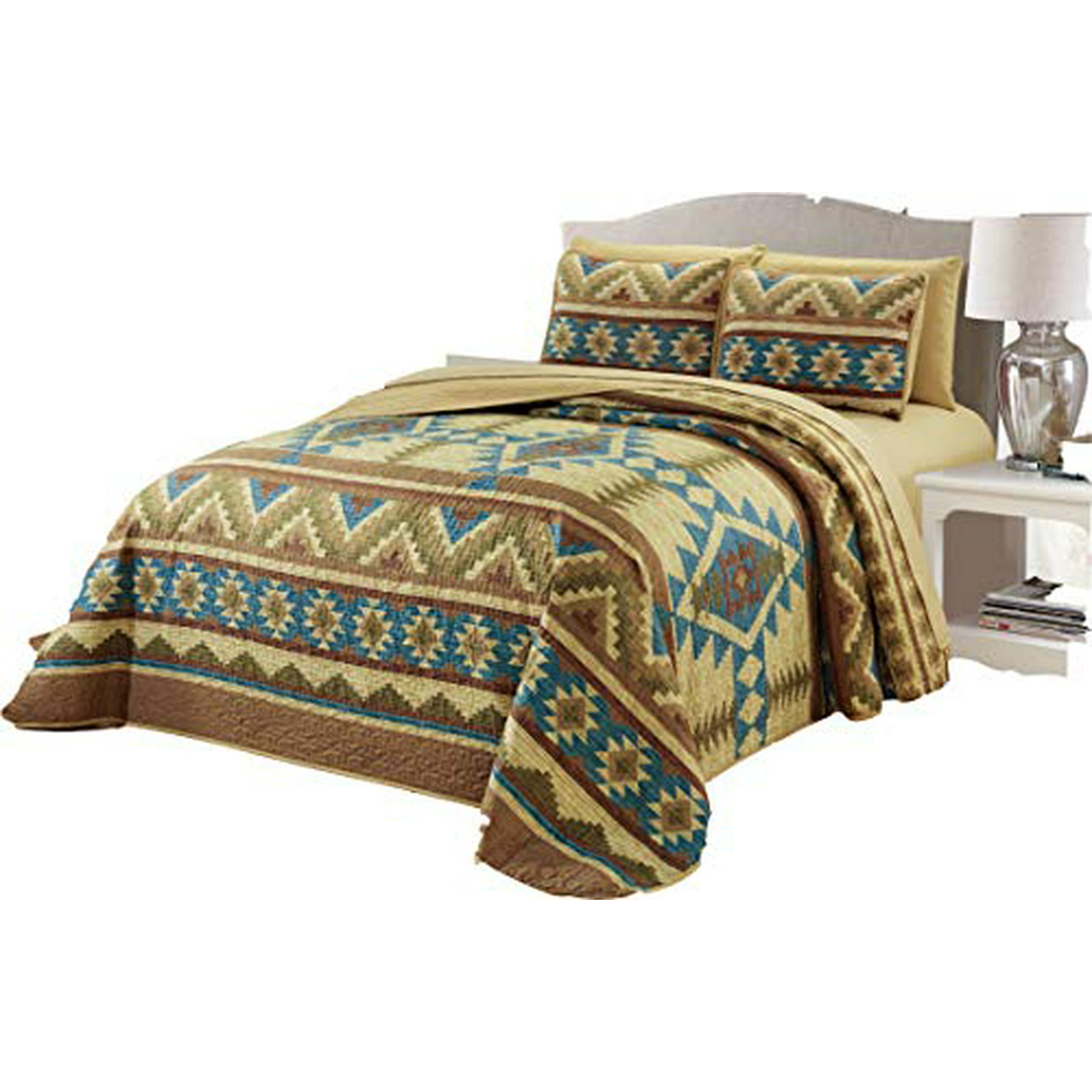 Micasa 7 Piece Oversized Bedspread Quilt Set With Complete Sheet Set Western Southwestern Native American Tribal Navajo Design Walmart Canada