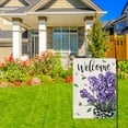 thumbnail image 6 of Welcome Spring Lavender Flower Decorative Garden Flag, Purple Floral Mason Jar Bee Yard Outside Home Decorations, Summer Farmhouse Burlap Outdoor Small Decor Double Sided 12 x 18, 6 of 6
