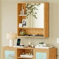 thumbnail image 5 of LUVODI Bathroom Mirror Cabinet Medicine Cabinet Wall Mounted Cupboard 1 Door Right Open Bamboo Frame, 5 of 13