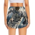 thumbnail image 2 of Lsque Astronaut Soccer Field Printed Women's Running Shorts with Liner Pockets,Elastic Quick Dry Workout Athletic Gym Yoga Shorts,Womens High Waist Shorts-Small, 2 of 9