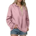 thumbnail image 2 of larppty Womens Oversized Sweatshirt Long Sleeve Henley Pullover Tops 2025 Fall Casual Button Loose Fit Fashion Outfits (Pink, S), 2 of 6