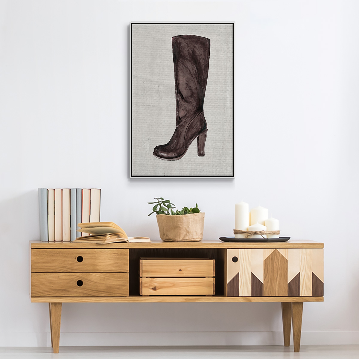 The Shoe Fits III V1 Framed Premium Gallery Wrapped Canvas - Ready to Hang - 27 x 41 - White Floating Frame
