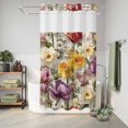thumbnail image 6 of No Hook Shower Curtain, Spring Floral Shower Curtains for Bathroom with See Through Top Window, Farmhouse Flowers Watercolor Botanical Elegant Waterproof Bath Curtain Stand Up Stall 36"x72", 6 of 9