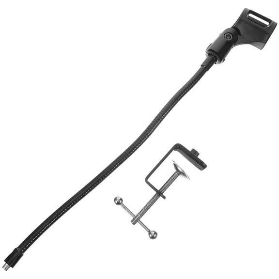 Universal Microphone Stand with Gooseneck Design and Metal Base for Recording Live Streaming Black