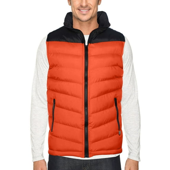 True Rock Men's Quilted Puffer Vest-Royal/Black-Small (Orange/Black, Small)